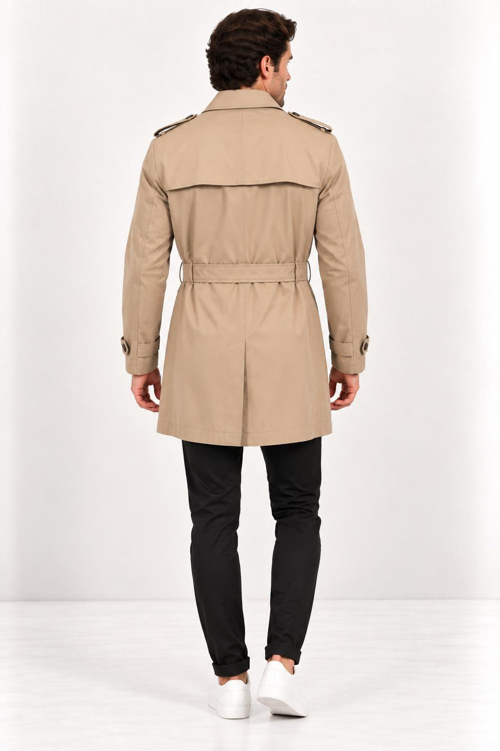 CENTİLMEN Slim Fit Kemerli Kruvaze Trençkot 21300