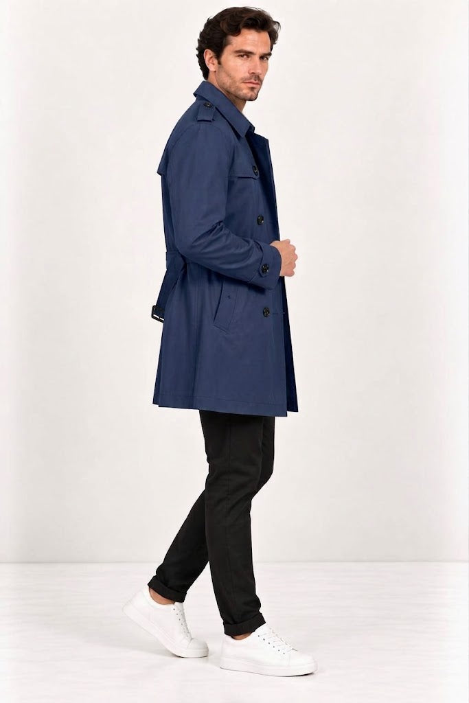 CENTİLMEN Slim Fit Kemerli Kruvaze Trençkot 21300