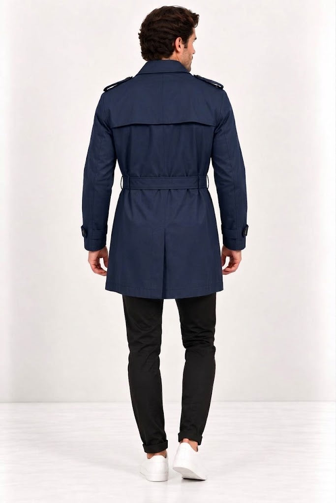 CENTİLMEN Slim Fit Kemerli Kruvaze Trençkot 21300
