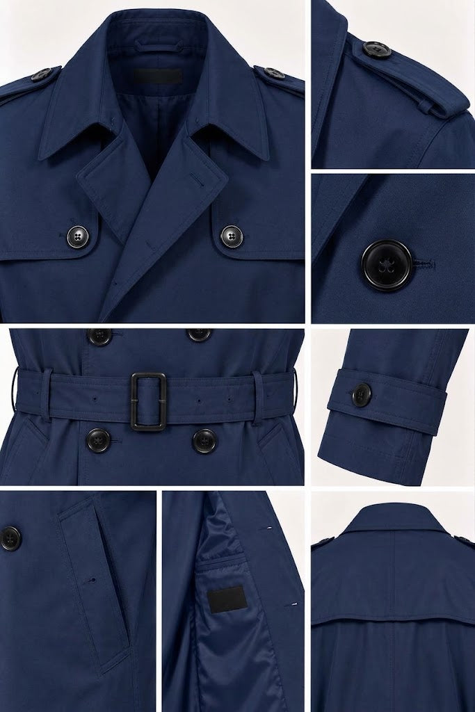 CENTİLMEN Slim Fit Kemerli Kruvaze Trençkot 21300