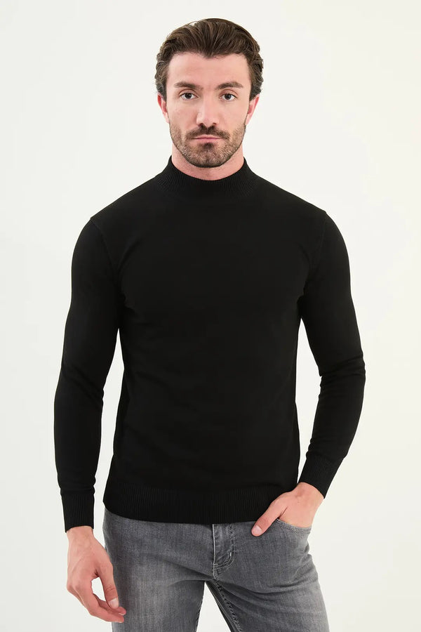 CENTİLMEN Düz Slim Fit Yarım Balıkçı Triko Kazak 11545