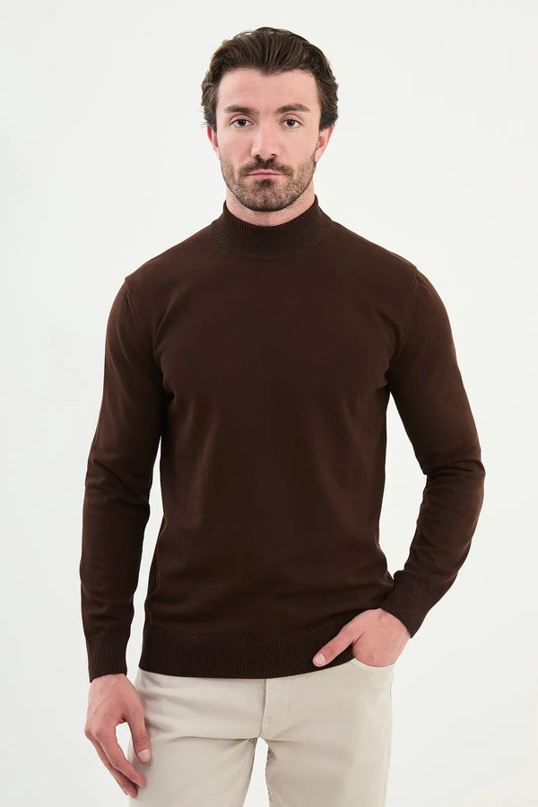 CENTİLMEN Düz Slim Fit Yarım Balıkçı Triko Kazak 11545