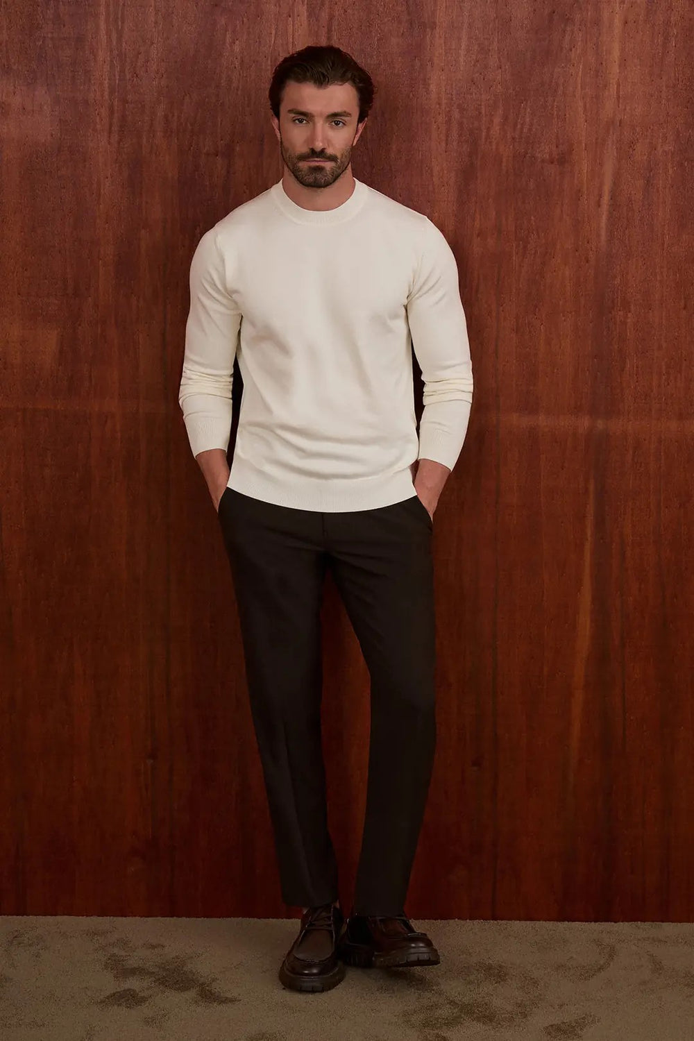 CENTİLMEN Düz Slim Fit Yüksek Bisiklet Yaka Pamuk Erkek Triko Kazak 11600
