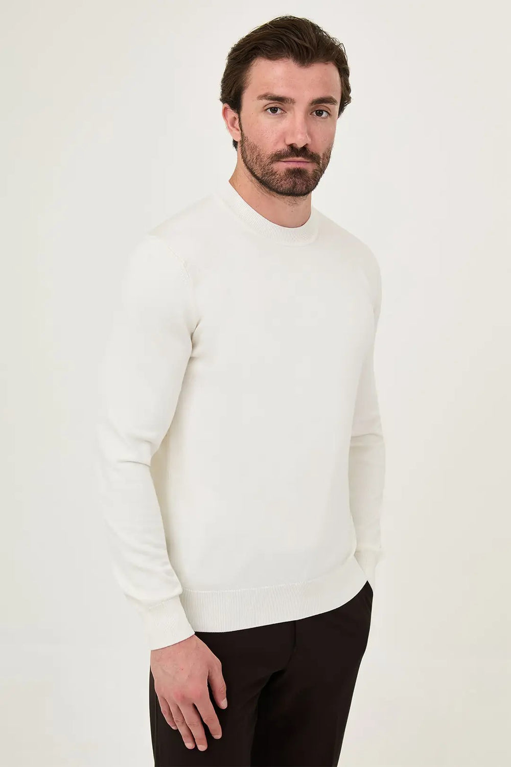 CENTİLMEN Düz Slim Fit Yüksek Bisiklet Yaka Pamuk Erkek Triko Kazak 11600