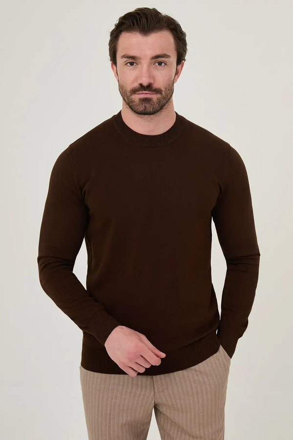CENTİLMEN Düz Slim Fit Yüksek Bisiklet Yaka Triko Kazak 11600