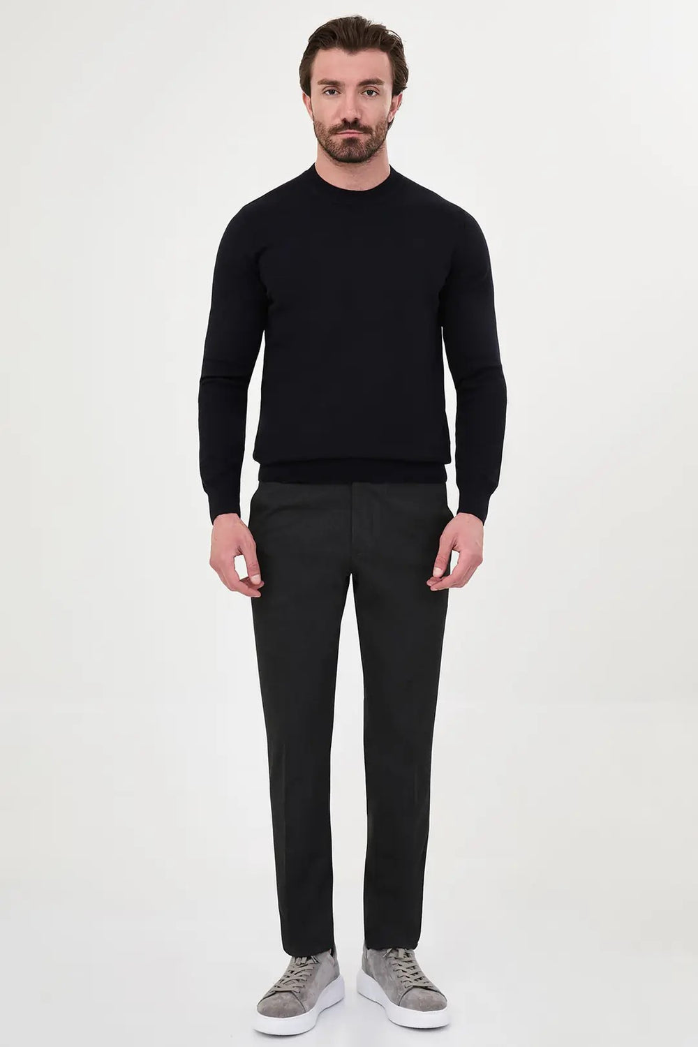 CENTİLMEN Düz Slim Fit Yüksek Bisiklet Yaka Pamuk Erkek Triko Kazak 11600