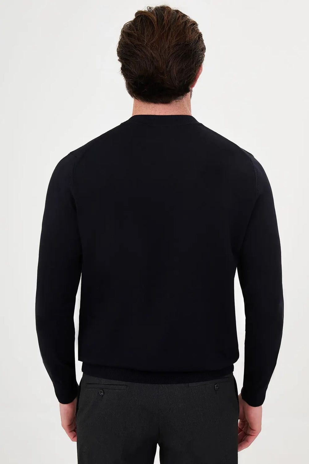 CENTİLMEN Düz Slim Fit Yüksek Bisiklet Yaka Pamuk Erkek Triko Kazak 11600