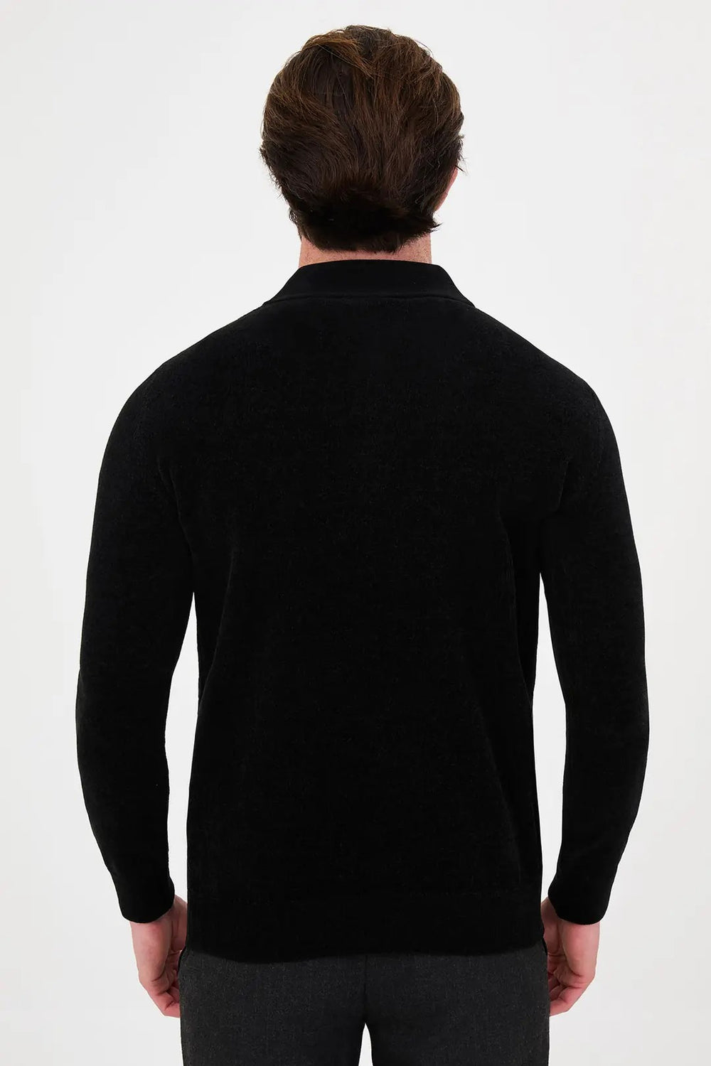 CENTİLMEN Düz Slim Fit Polo Yaka Fermuarlı Şönil Erkek Triko Kazak 11603