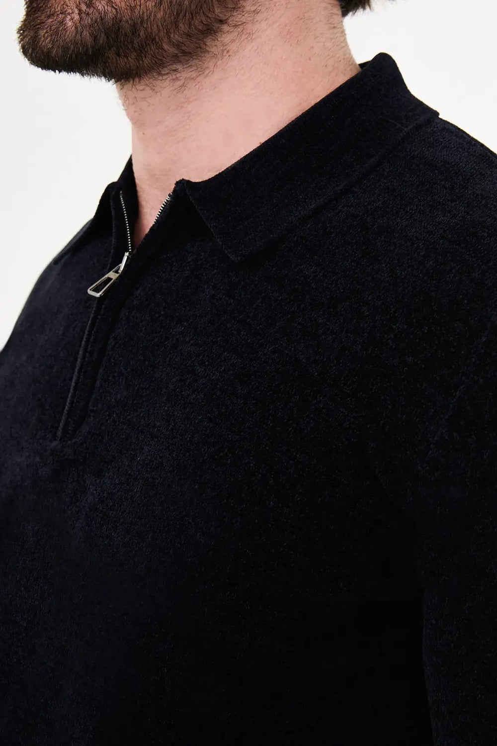 CENTİLMEN Düz Slim Fit Polo Yaka Fermuarlı Şönil Erkek Triko Kazak 11603