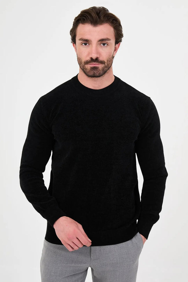 CENTİLMEN Düz Slim Fit Bisiklet Yaka Şönil Erkek Triko Kazak 11604