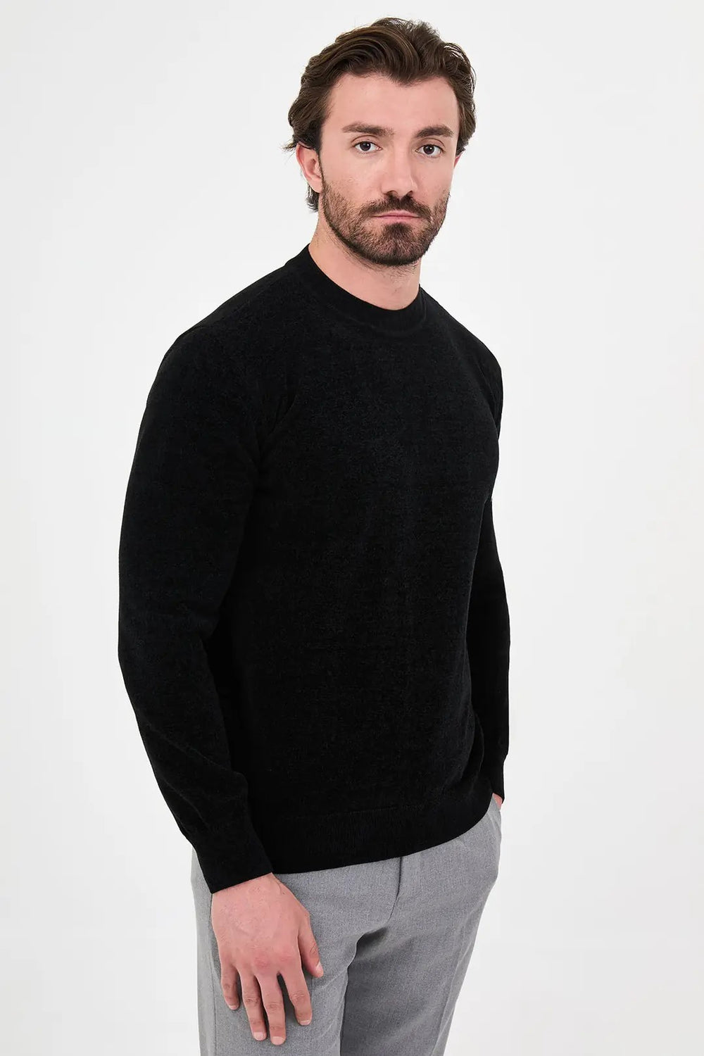 CENTİLMEN Düz Slim Fit Bisiklet Yaka Şönil Erkek Triko Kazak 11604