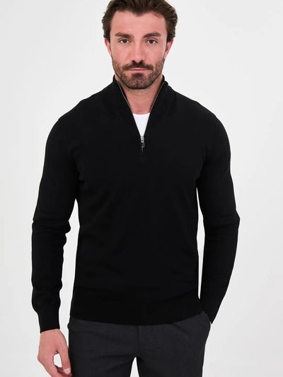 CENTİLMEN Düz Slim Fit Dik Yaka Fermuarlı Pamuk Erkek Triko Kazak 11607