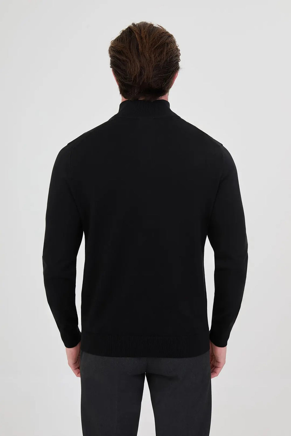 CENTİLMEN Düz Slim Fit Dik Yaka Fermuarlı Pamuk Erkek Triko Kazak 11607