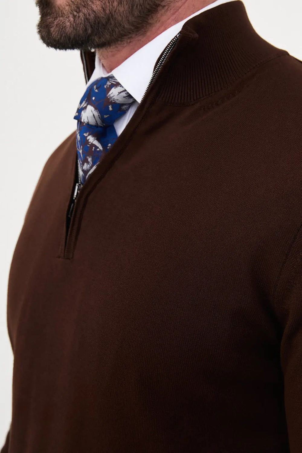CENTİLMEN Düz Slim Fit Dik Yaka Fermuarlı Pamuk Erkek Triko Kazak 11607
