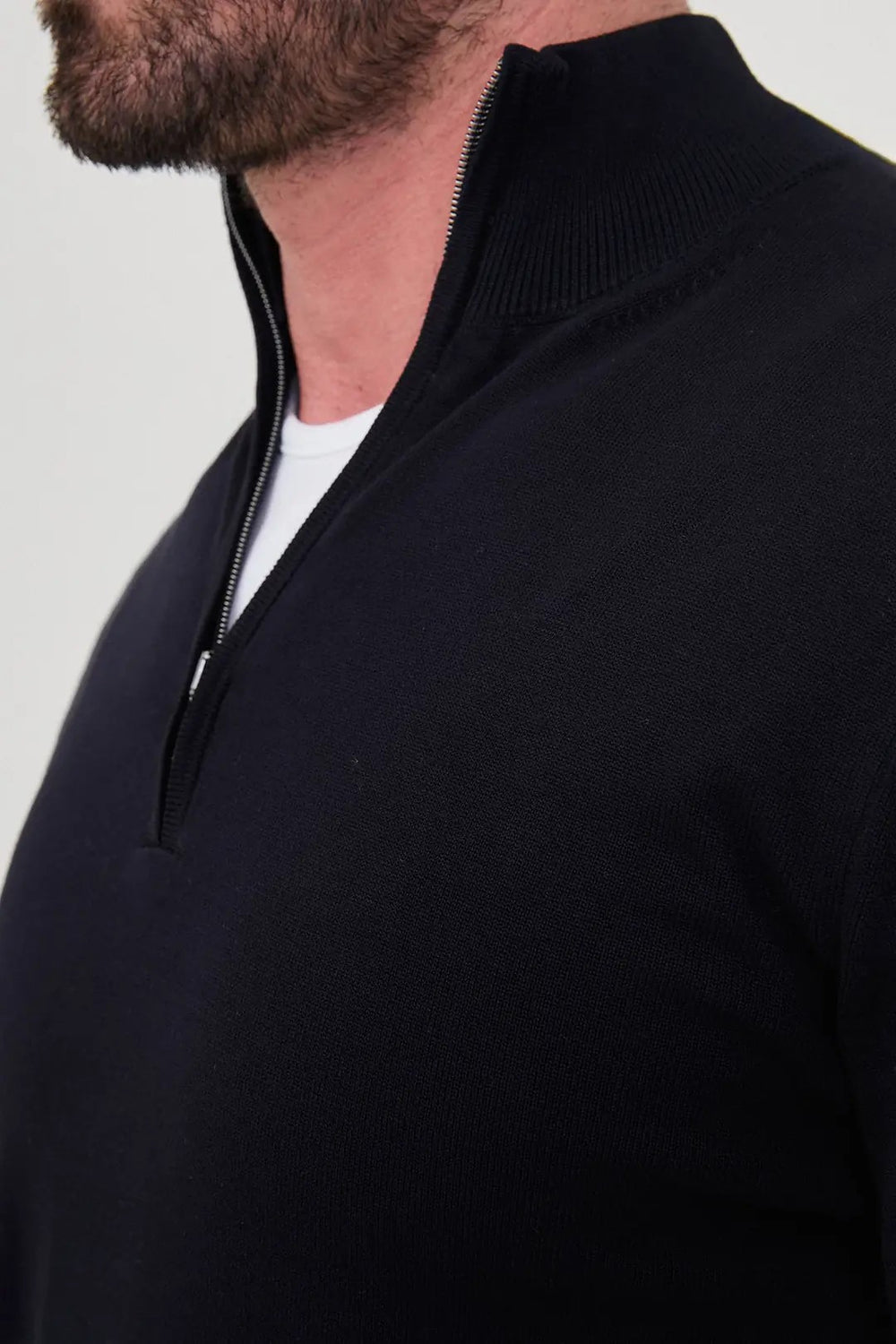 CENTİLMEN Düz Slim Fit Dik Yaka Fermuarlı Pamuk Erkek Triko Kazak 11607