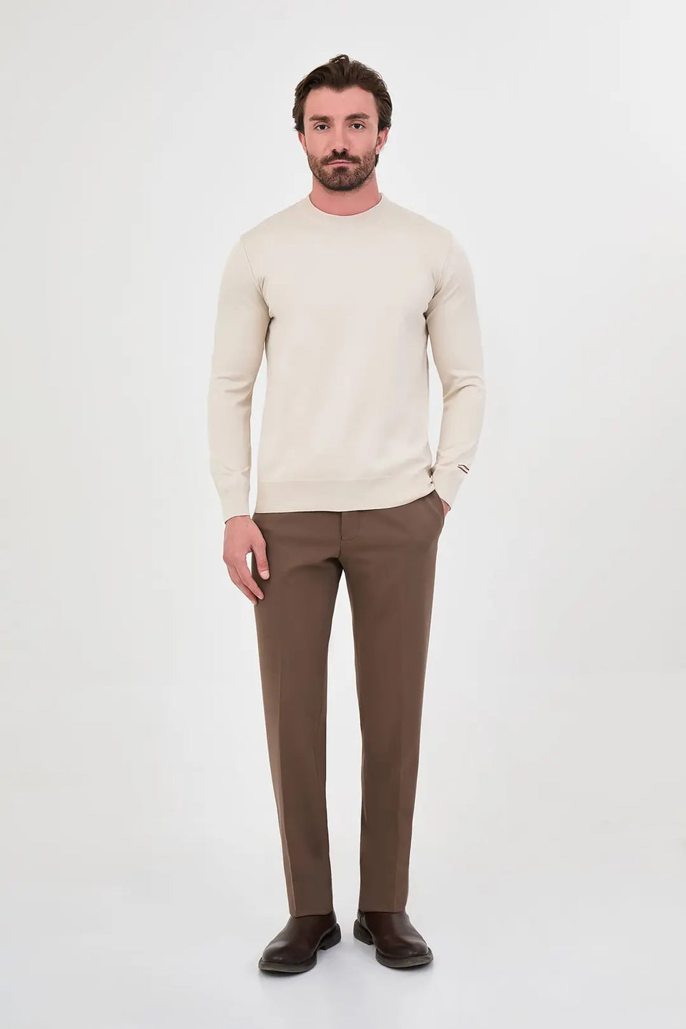 CENTİLMEN Düz Slim Fit Bisiklet Yaka Pamuk Erkek Triko Kazak 11620