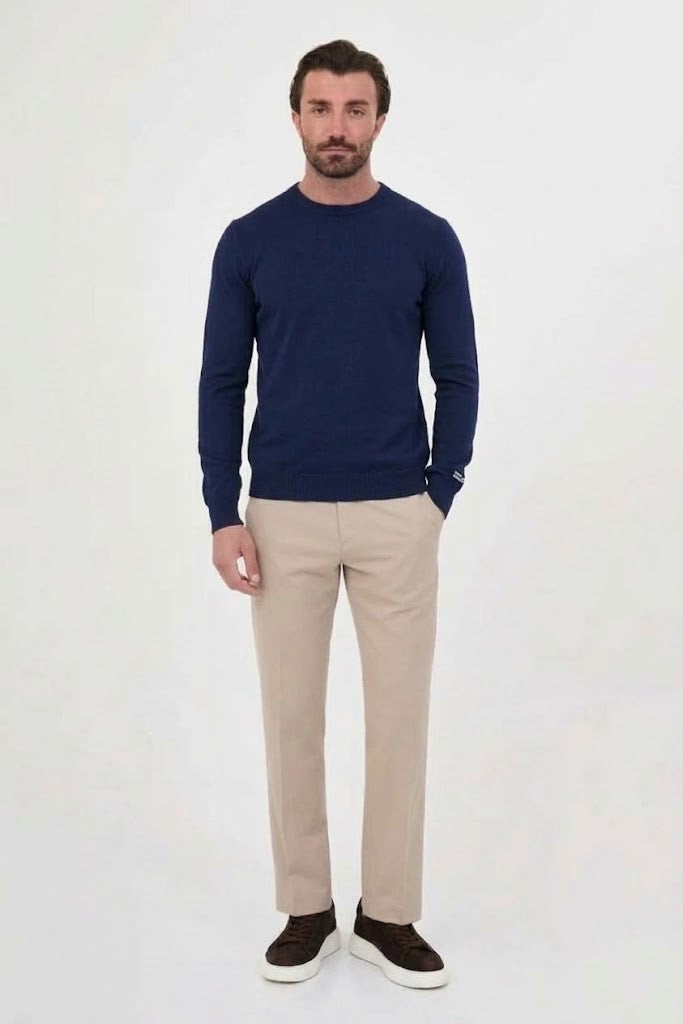 CENTİLMEN Düz Slim Fit Bisiklet Yaka Pamuk Erkek Triko Kazak 11620