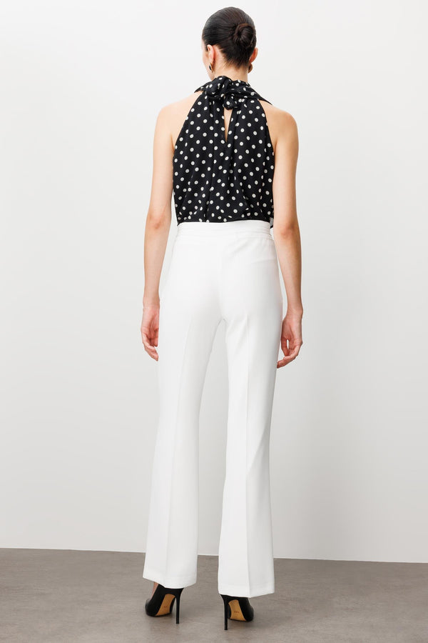 MODAİLGİ Yüksek Bel Nevrüllü İspanyol Paça Pantolon  4042