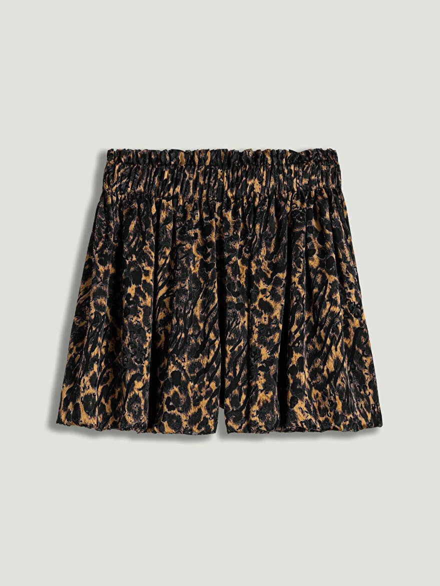 NOCTURNE Leopar Desenli Dökümlü Şort 13126