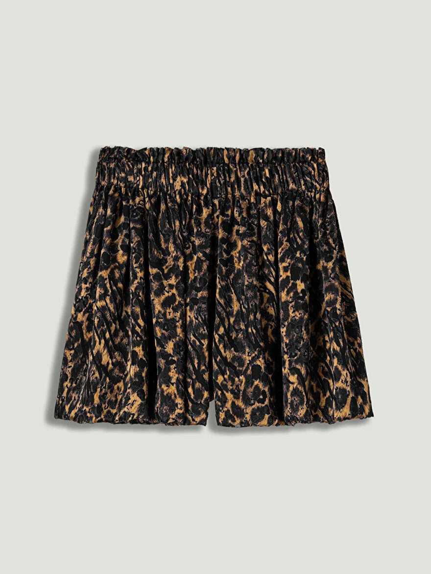 NOCTURNE Leopar Desenli Dökümlü Şort 13126