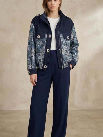 Centilmen Taş ve Pul Detaylı Denim Ceket  1043