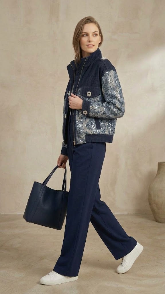 Centilmen Taş ve Pul Detaylı Denim Ceket  1043