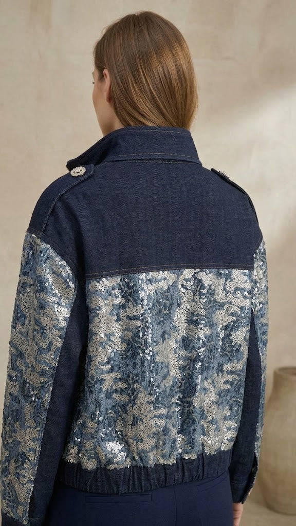 Centilmen Taş ve Pul Detaylı Denim Ceket  1043