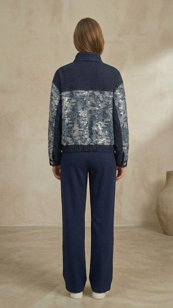 Centilmen Taş ve Pul Detaylı Denim Ceket  1043