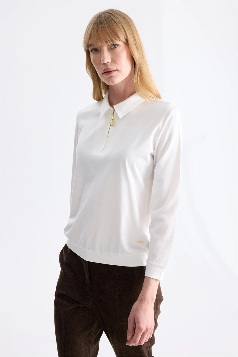ON TRİKO Polo Yaka Fermuar Detaylı Bluz 11373