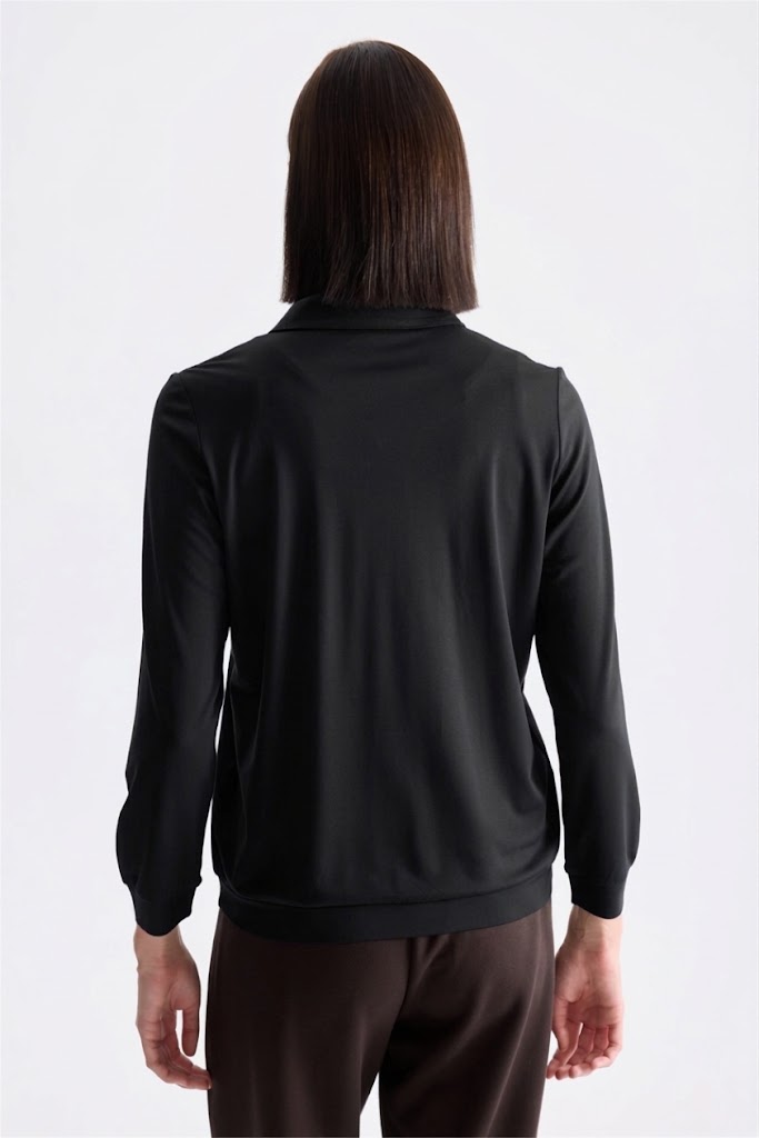 ON TRİKO Polo Yaka Fermuar Detaylı Bluz 11373