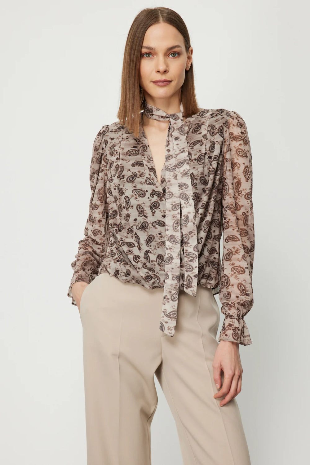 ON TRİKO Yakası Fularlı Leopar Desenli Bluz 62310