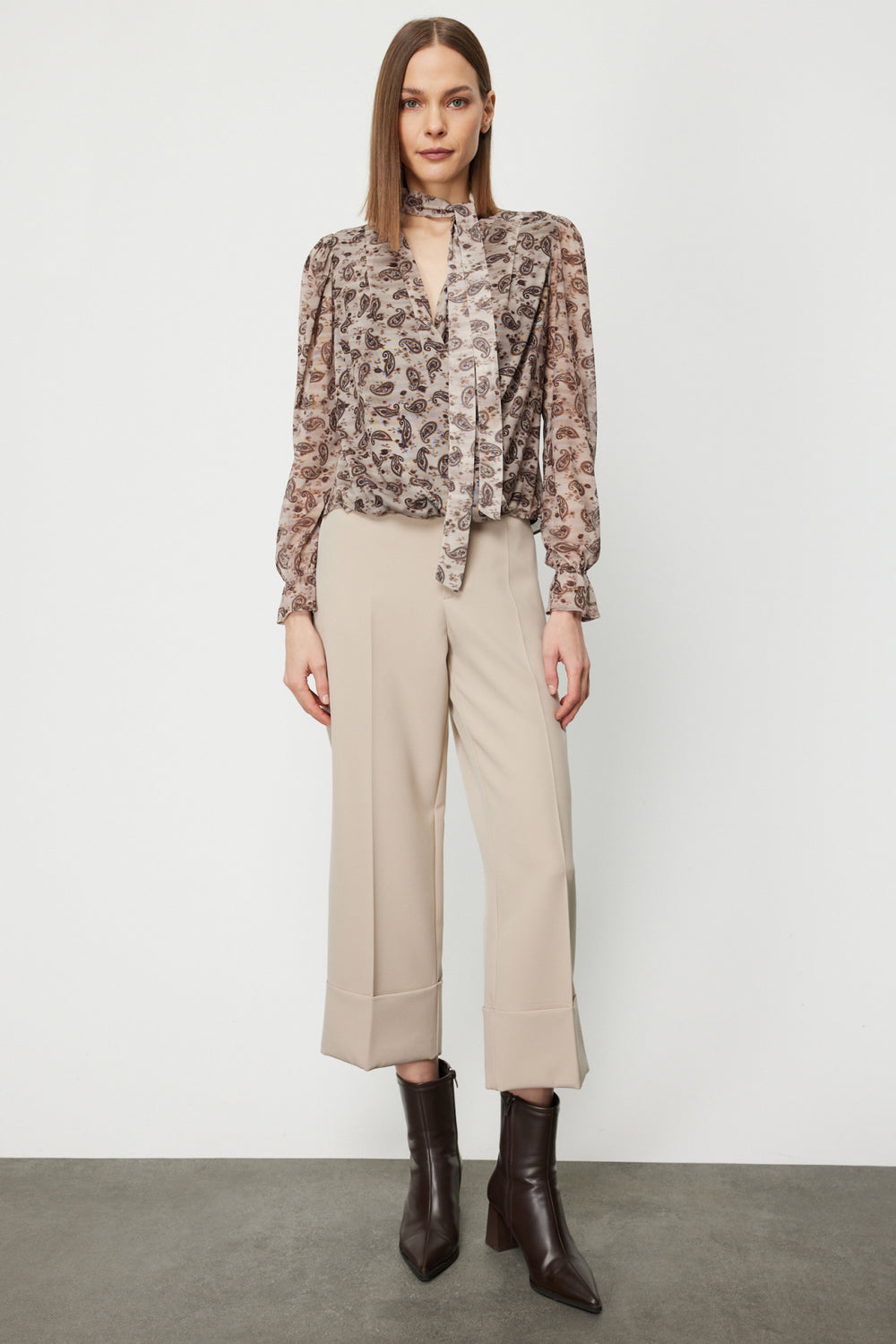 ON TRİKO Yakası Fularlı Leopar Desenli Bluz 62310