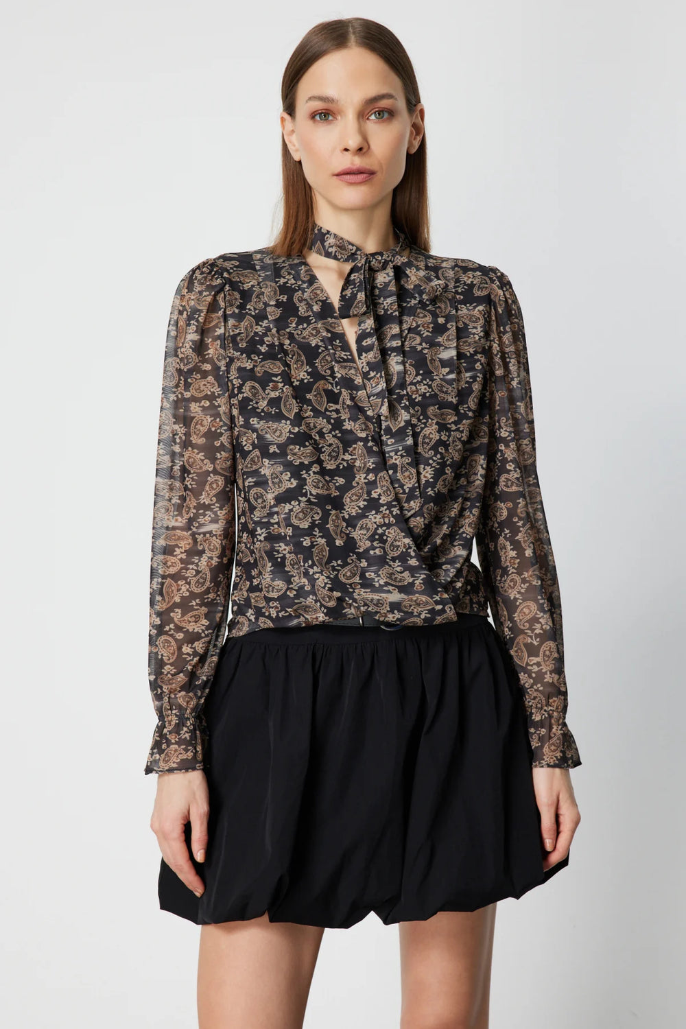 ON TRİKO Yakası Fularlı Leopar Desenli Bluz 62310