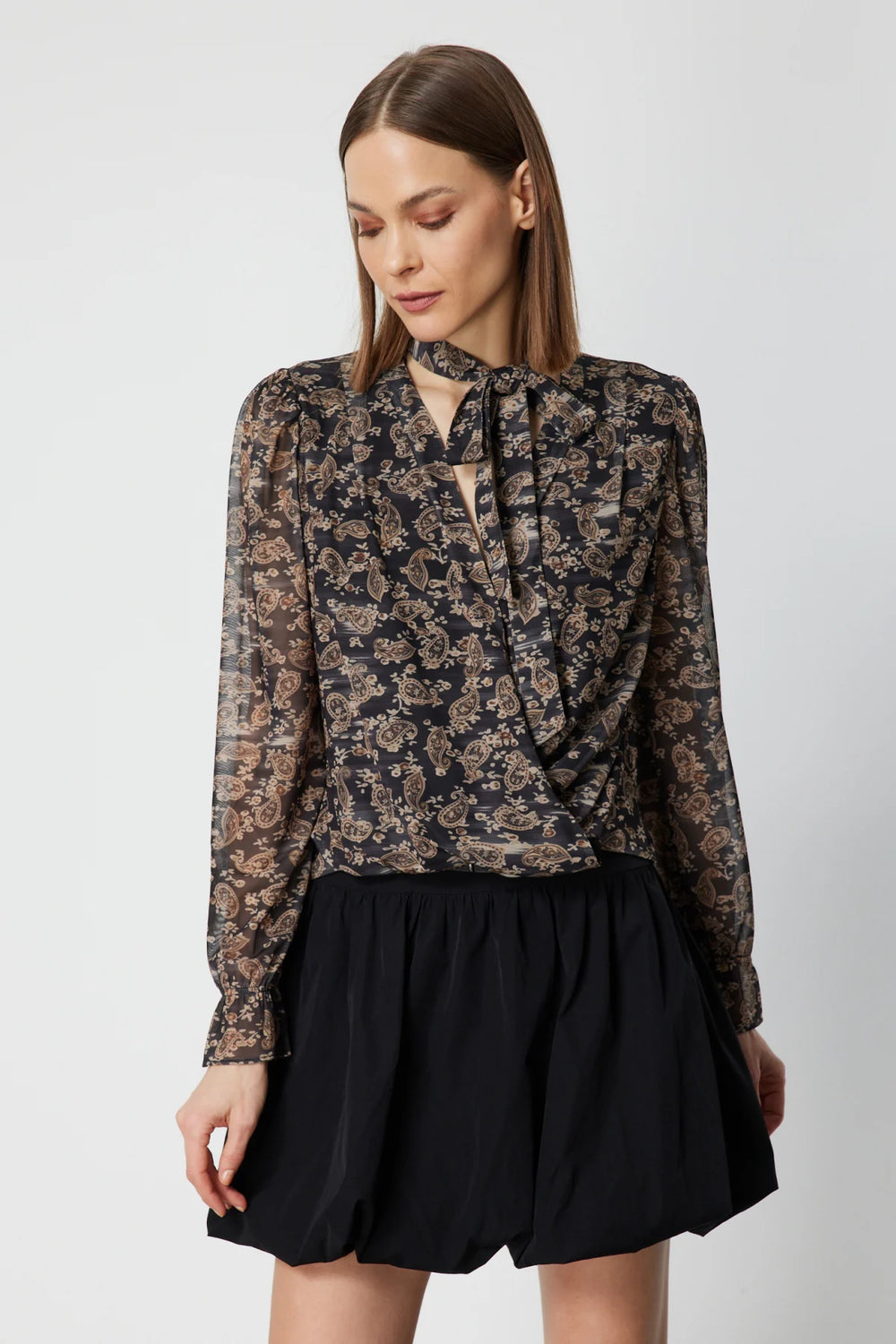 ON TRİKO Yakası Fularlı Leopar Desenli Bluz 62310