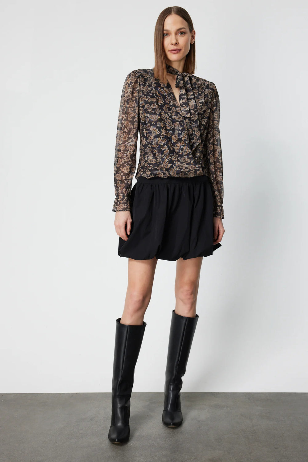 ON TRİKO Yakası Fularlı Leopar Desenli Bluz 62310