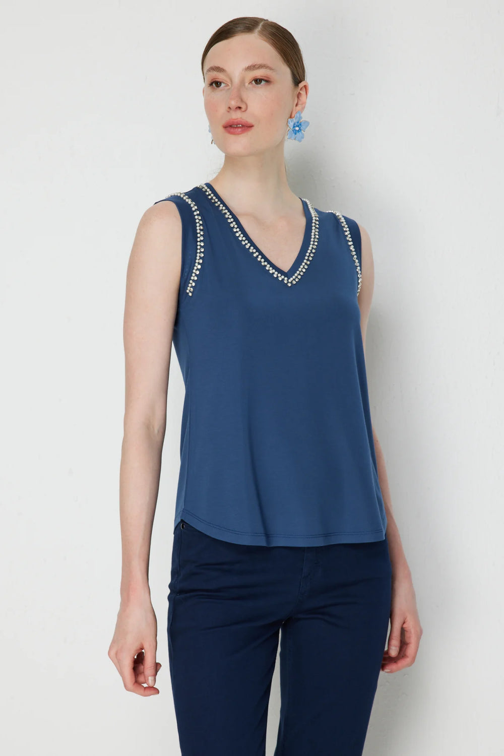 ON TRİKO V Yaka Taş Detaylı Bluz 71435
