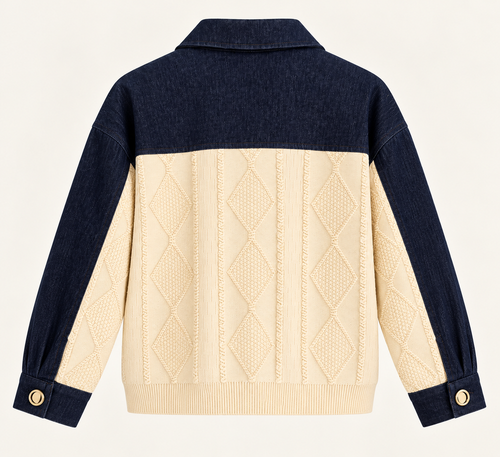 ON TRİKO Triko Detaylı Denim Ceket 16536