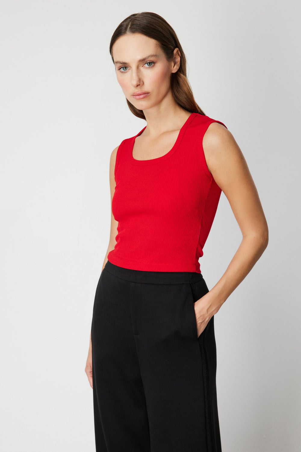ON TRİKO Fitilli Kolsuz Crop Bluz 61396