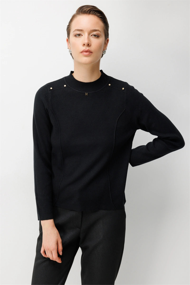 ON TRİKO Zımba Detaylı Dikişli Triko Kazak 10349