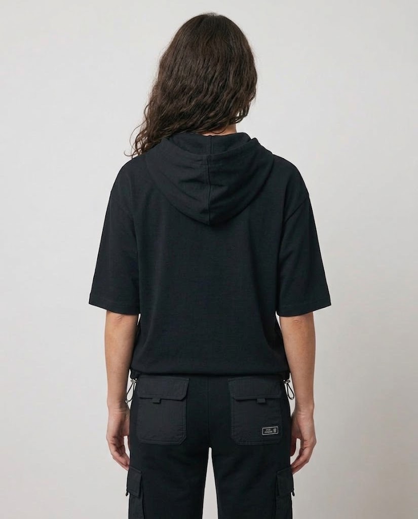 ON TRİKO Kapüşonlu Kısa Kollu Cepli Sweatshirt 16335