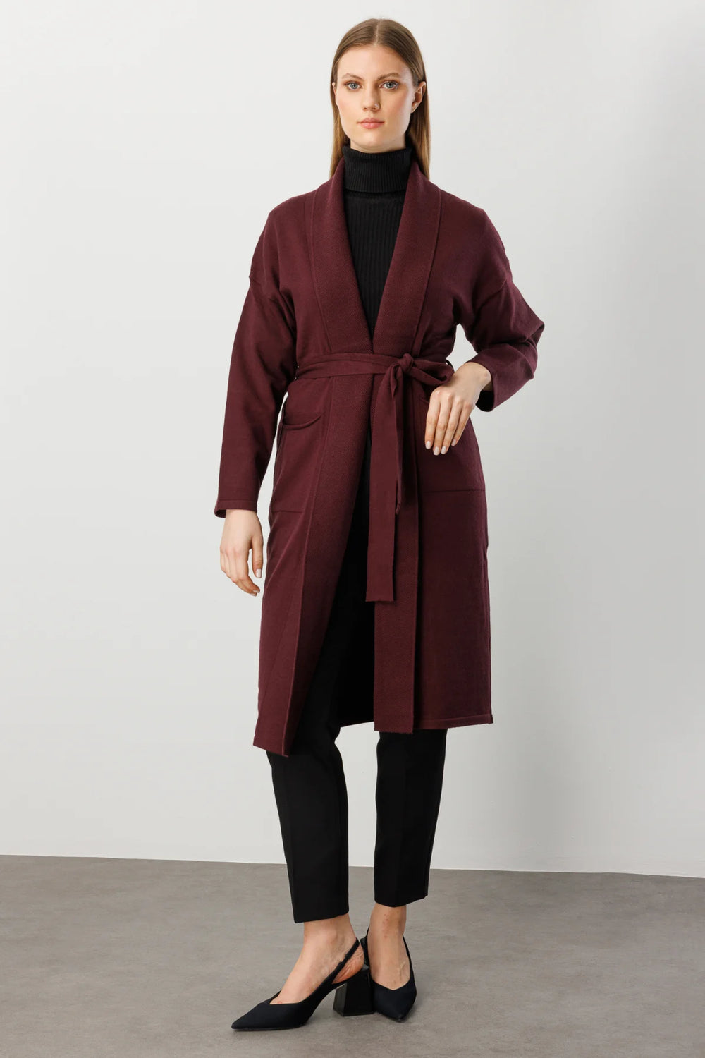 ONTRİKO Beli Kuşaklı Şal Yaka Hırka 60900-26k