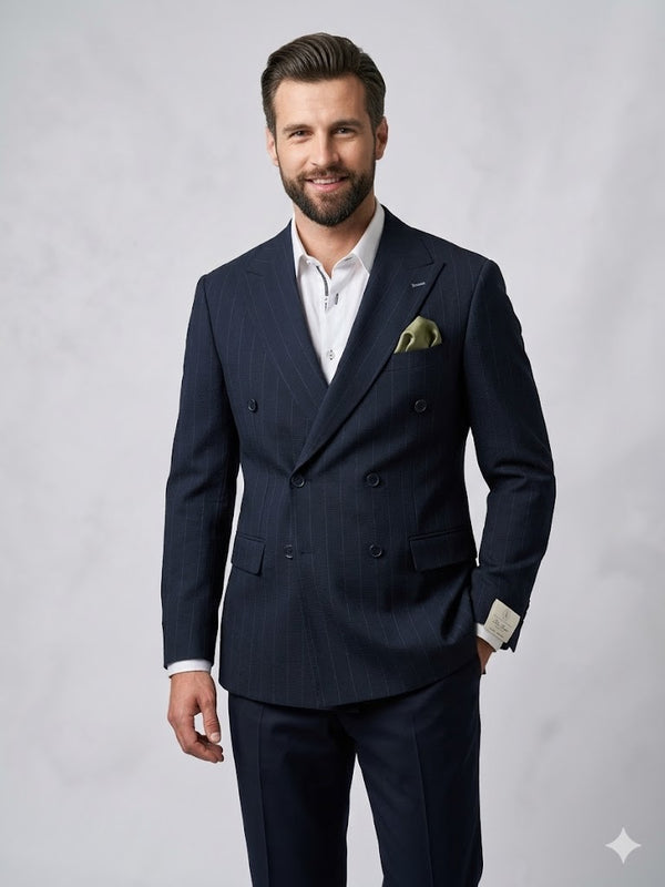 SELİM HAVAN Kruvaze Çizgili Erkek Blazer Ceket 0024