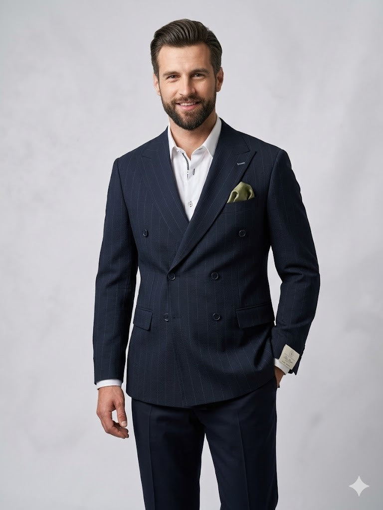 SELİM HAVAN Kruvaze Çizgili Erkek Blazer Ceket 0024