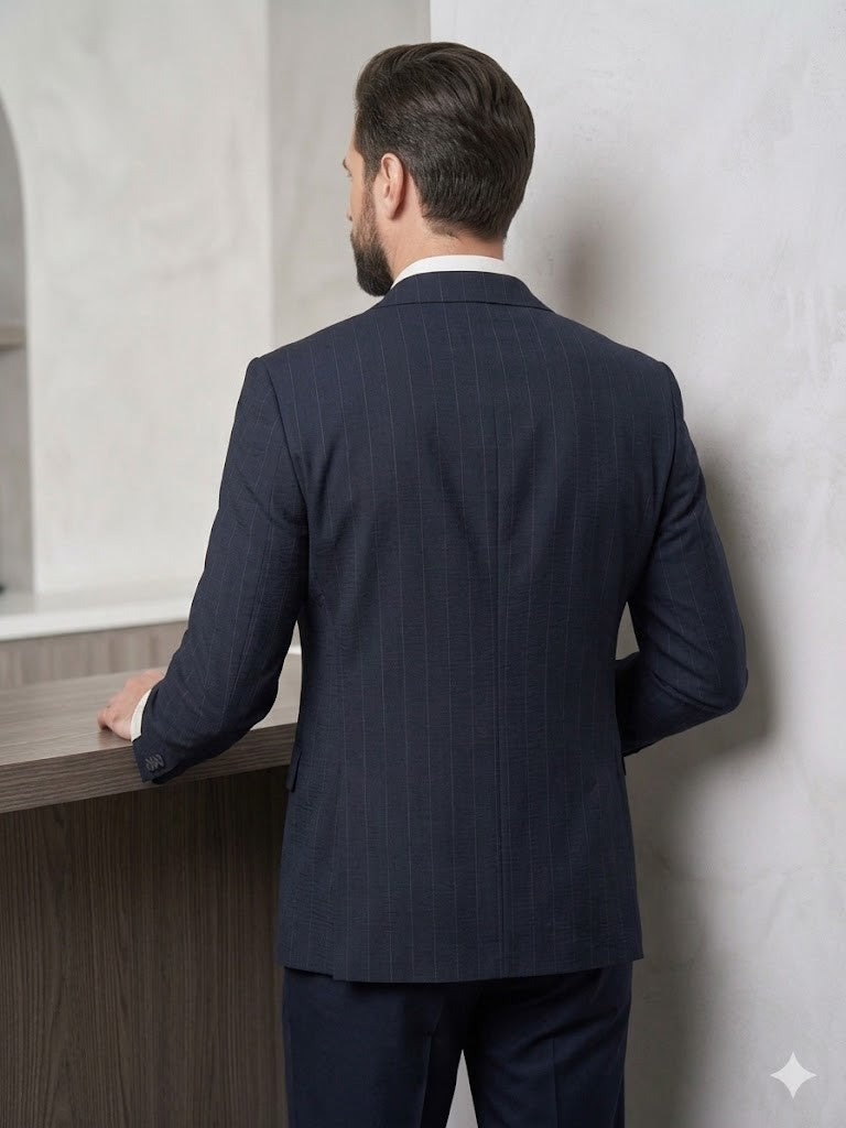 SELİM HAVAN Kruvaze Çizgili Erkek Blazer Ceket 0024