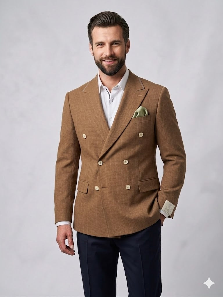 SELİM HAVAN Kruvaze Çizgili Erkek Blazer Ceket 0024