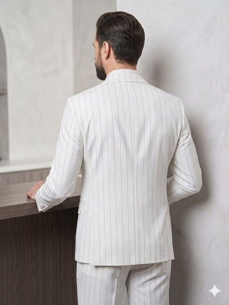 SELİM HAVAN Kruvaze Çizgili Erkek Blazer Ceket 0024