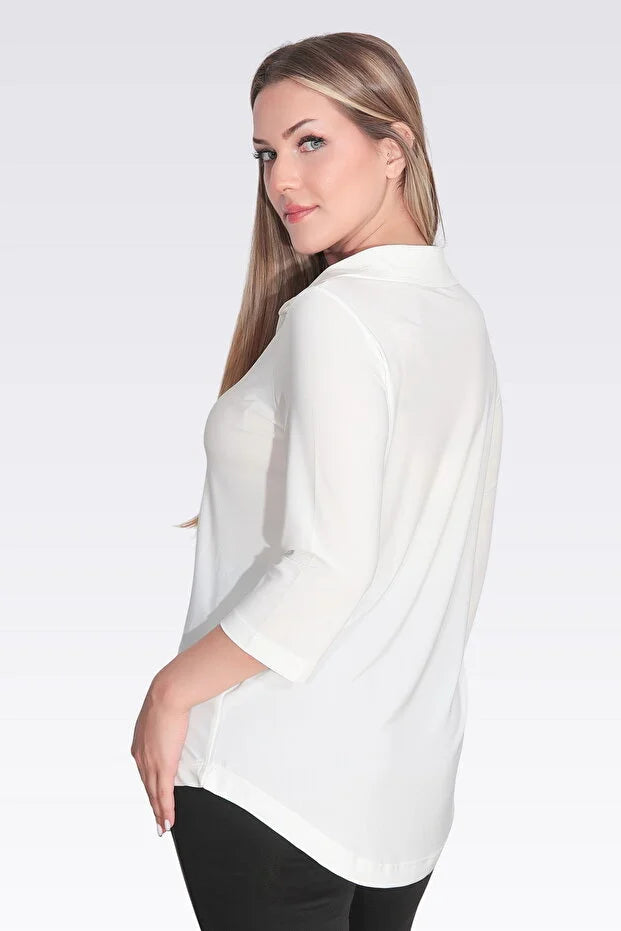 Polo Yaka Örme Bluz   10751