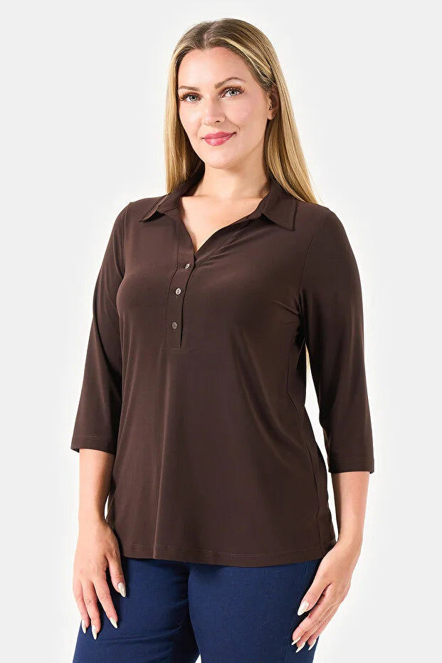 Polo Yaka Örme Bluz   10751