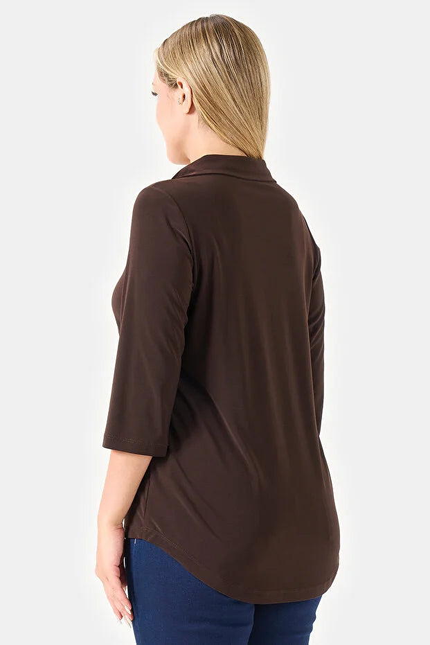 Polo Yaka Örme Bluz   10751