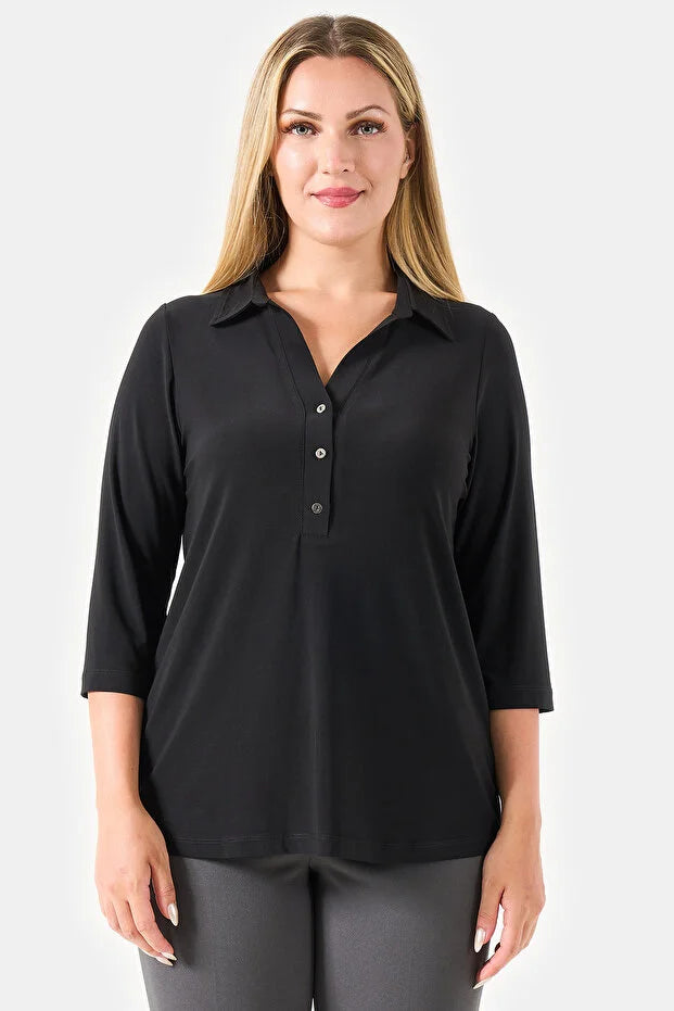 Polo Yaka Örme Bluz   10751